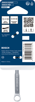Kunci kombinasi Bosch 6 mm dengan ujung terbuka dan ujung cincin.